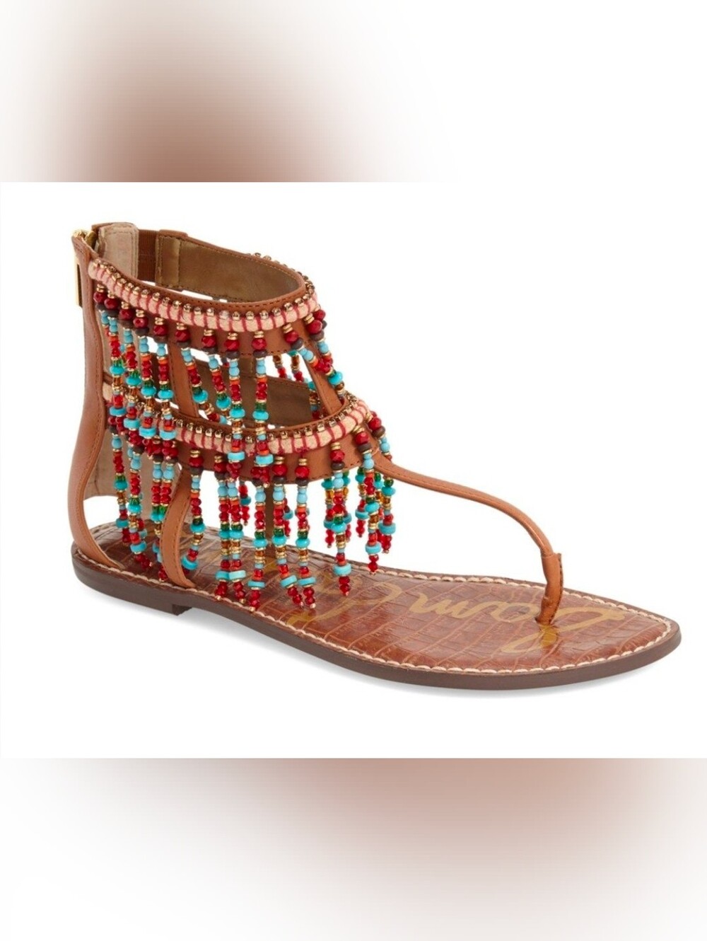 Sam Edelman Gabriel Saddle Brown Leather Sandal Size 9